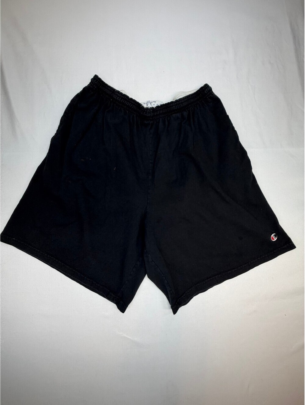 Champion Men's Athletic Shorts Elastic Waistband Logo Solid Size Large Black